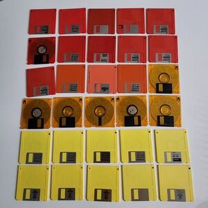 Floppy Disks Diskettes Lot Orange Red Yellow For Art Crafts Design‎ Makers DIY